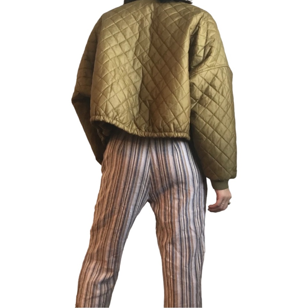 SOLD Free People Moss / Olive Green Easy Quilted Oversized Jacket Size Small - Picture 11 of 11